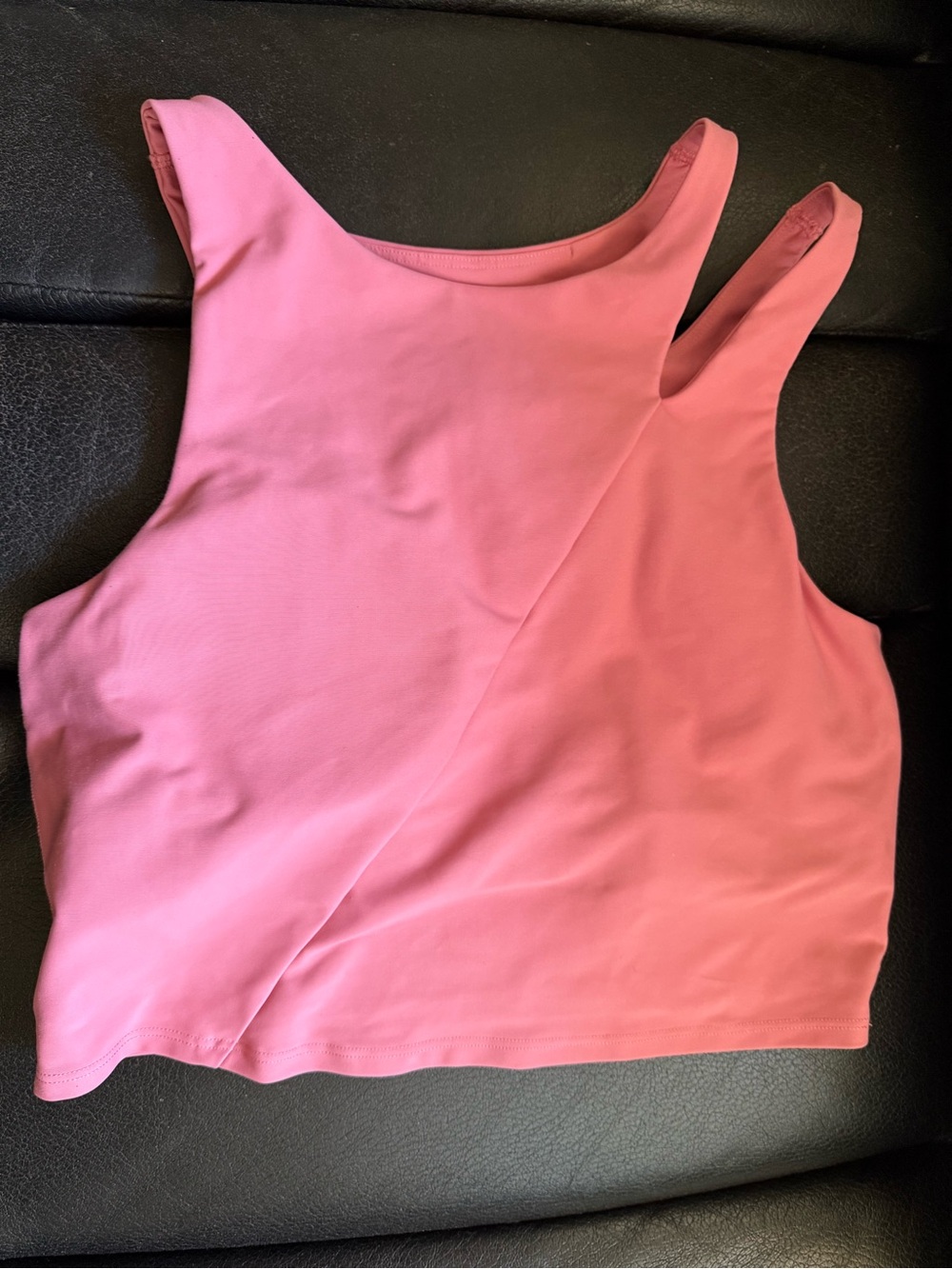 Old Navy Active Powersoft Pink Double Strap Crop Long line Sport bra Large NWOT